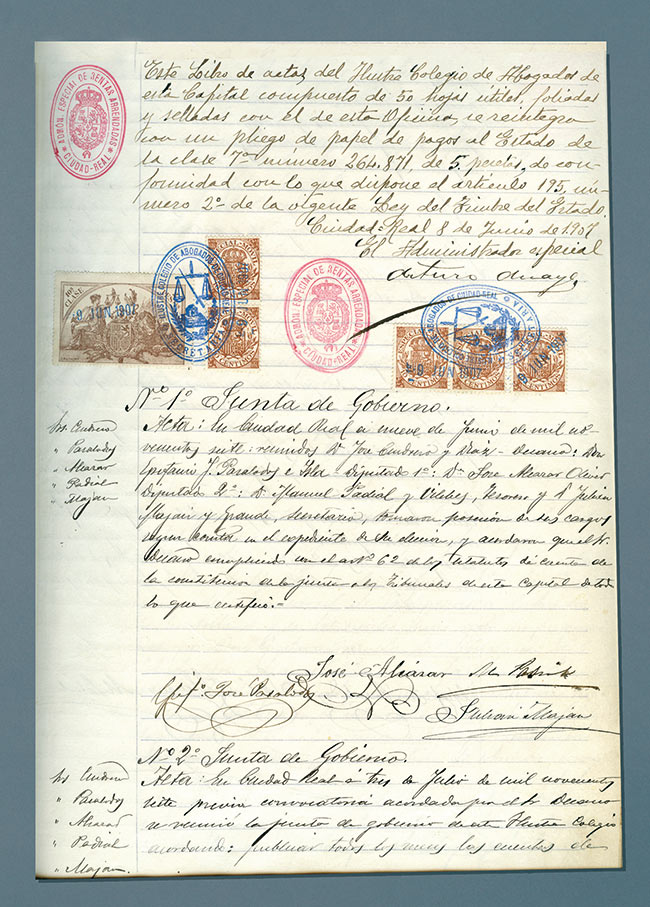 Inicio del Libro de Actas de la Junta de Gobierno de 1907.
